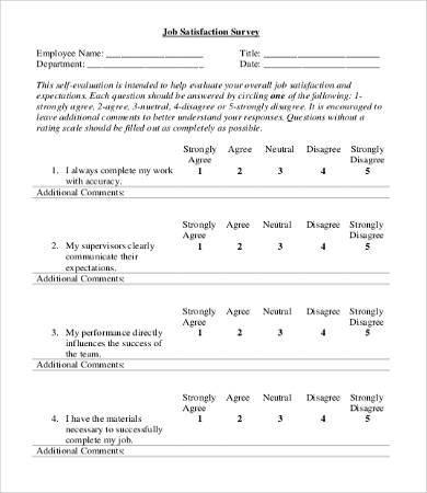 Job Satisfaction Survey on paper