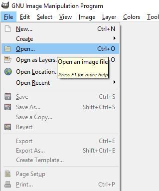 How to open an image in GIMP