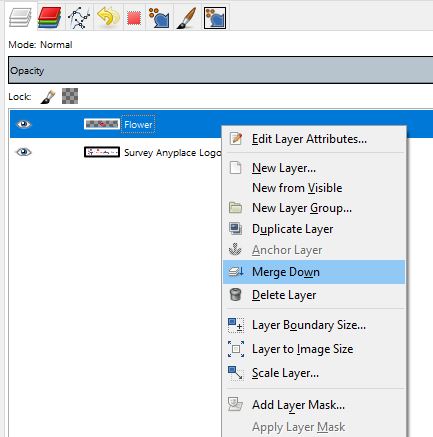 GIMP how to merge layers