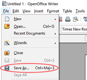 Convertir Excel en fichier CSV - Open Office